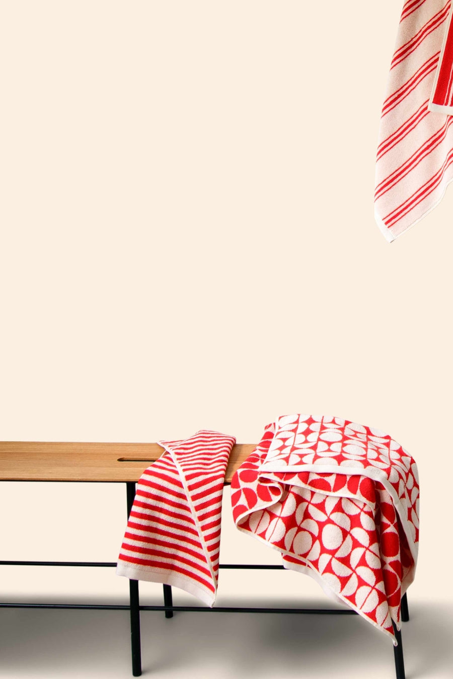 Pinstripe håndklæde, Orange/Cream - 45x65 cm